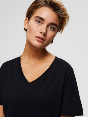 Selected Femme - basis t-shirt med V-hals - Øko