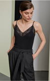 Selected Femme - Single rib, lace top